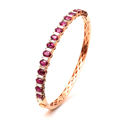 18k Rose gold Baguette Diamond Ruby Bangle