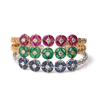 18k 3 Color Gold Diamond Multi Color Bangle