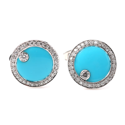 18k White Gold Diamond with Turquoise Cufflinks