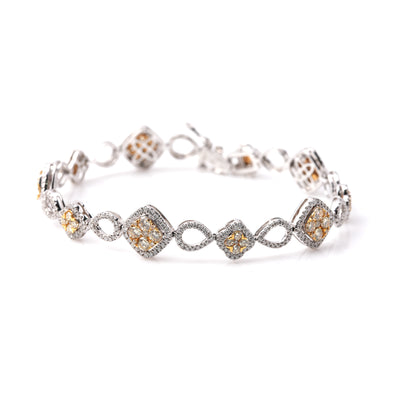 18k White Gold White & Yellow Diamond Bracelet