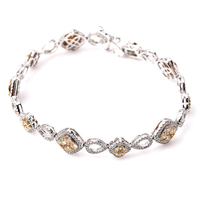 18k White Gold White & Yellow Diamond Bracelet