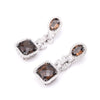 18k White Gold Diamond Smokey Topaz Earrings