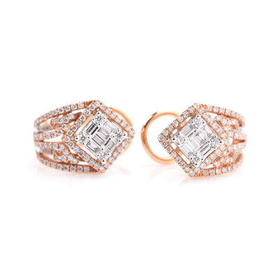 18k Rose Gold Diamond Earrings